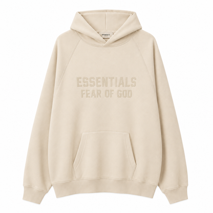 AMBERELLE Tonal Letter Fleece Hoodie in cream