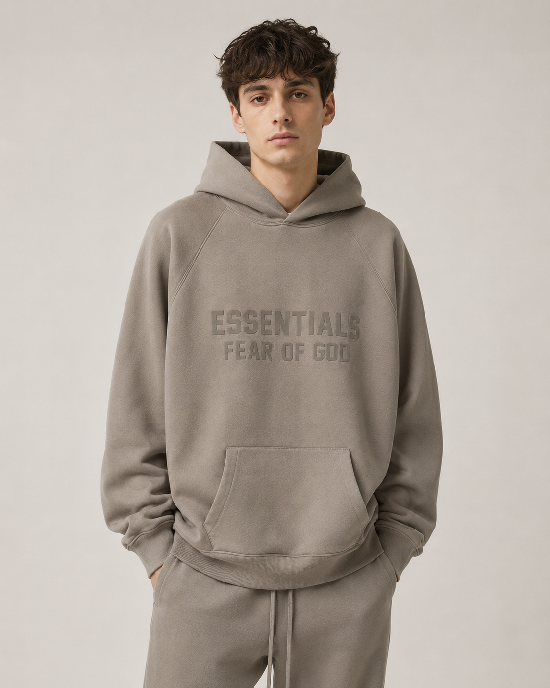 AMBERELLE Tonal Letter Fleece Hoodie in red