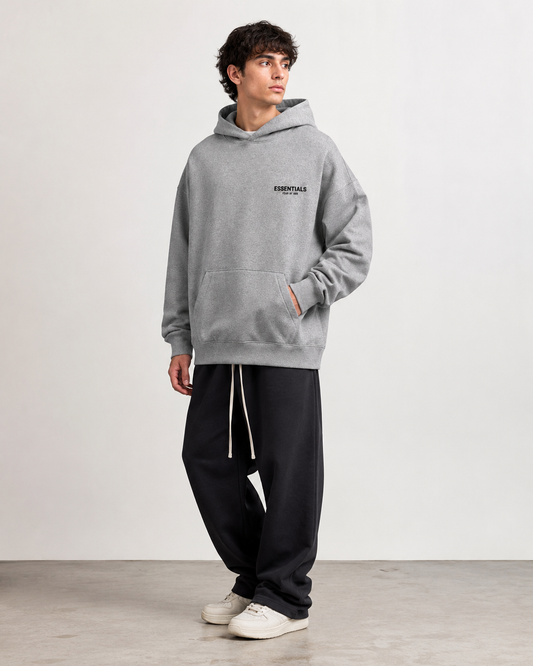 AMBERELLE Mini Flocked Logo Hoodie in gray