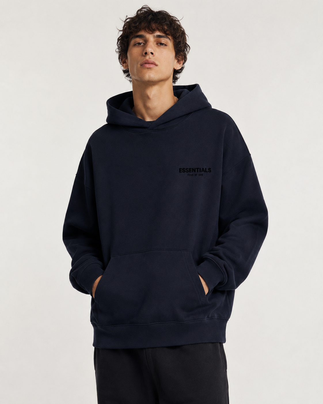 AMBERELLE Mini Flocked Logo Hoodie in cream