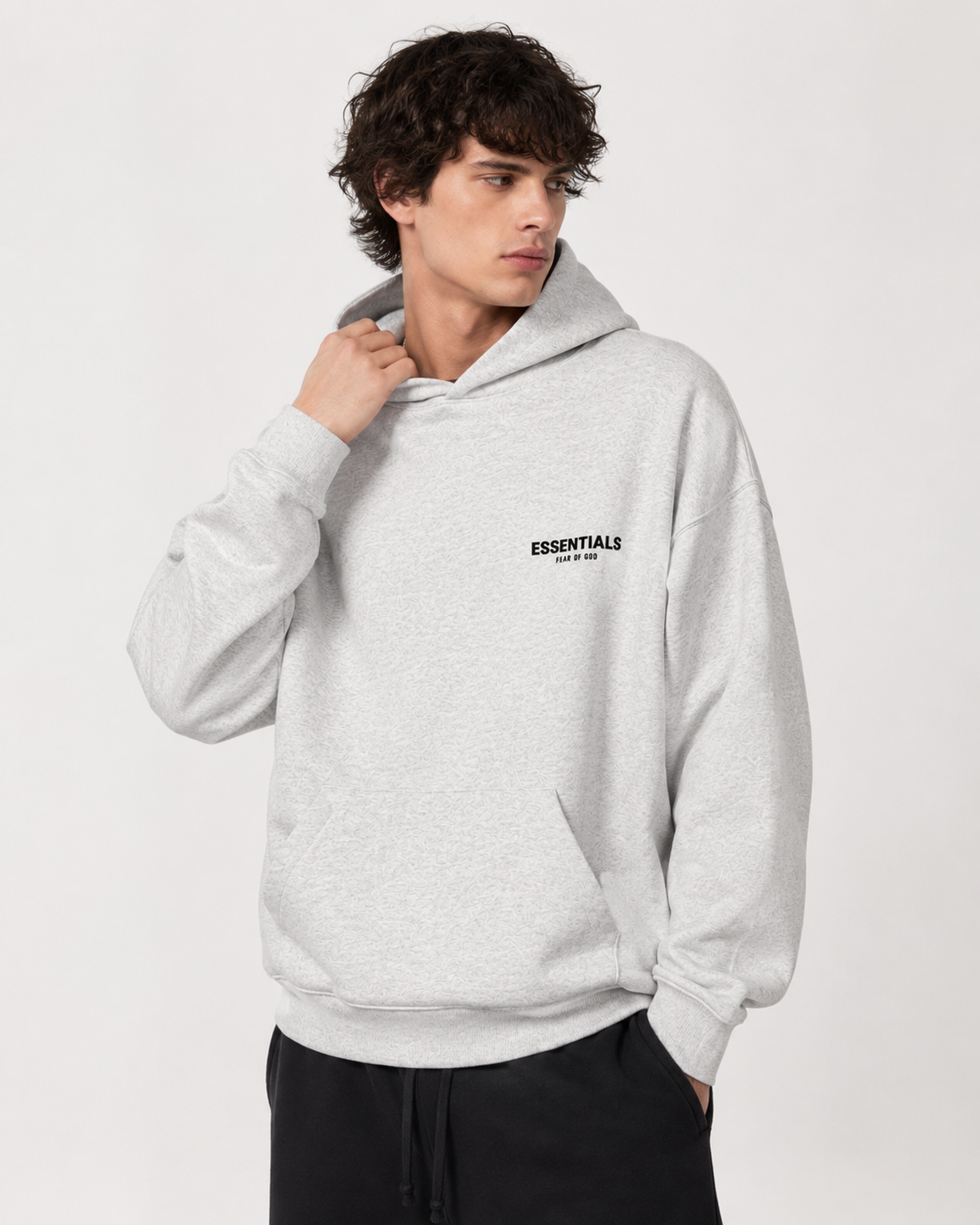 AMBERELLE Mini Flocked Logo Hoodie in gray