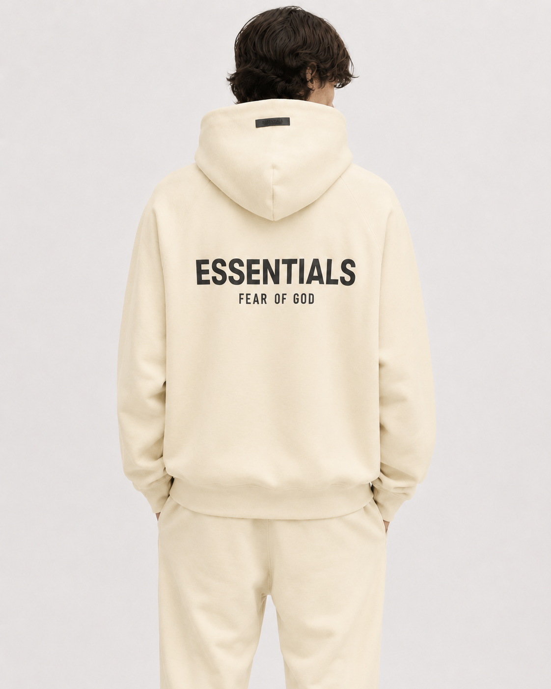 AMBERELLE 21FW Back Logo Fleece Hoodie in cream