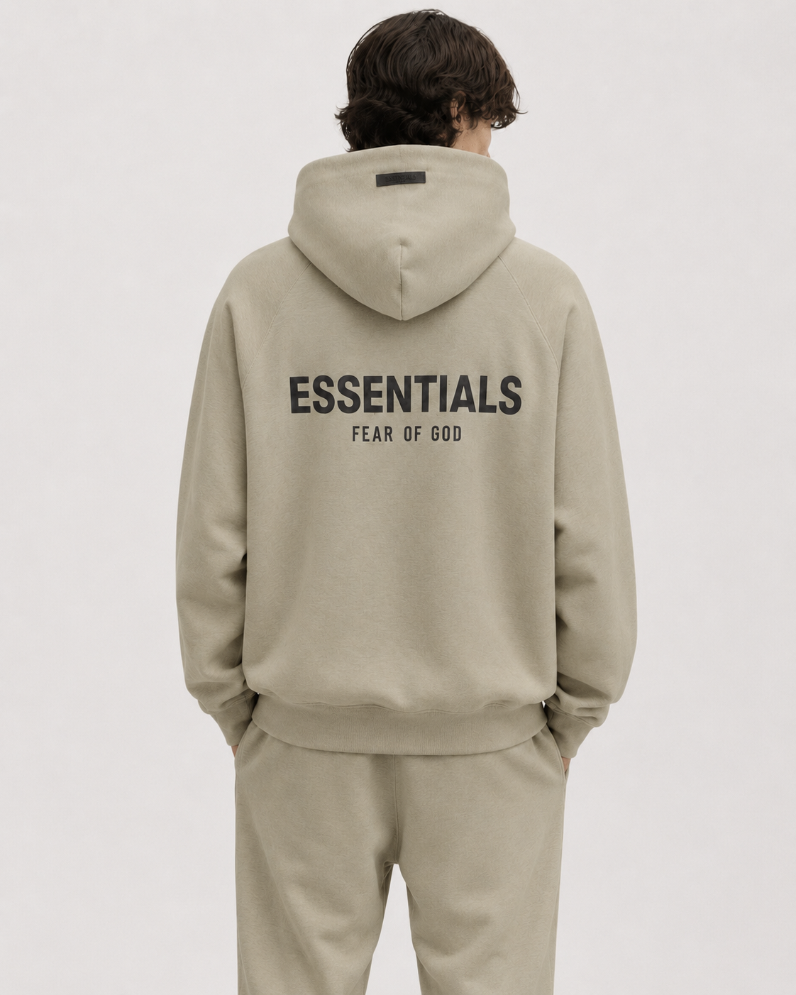 AMBERELLE 21FW Back Logo Fleece Hoodie in beige
