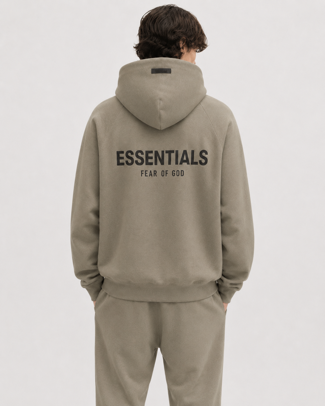 AMBERELLE 21FW Back Logo Fleece Hoodie in beige