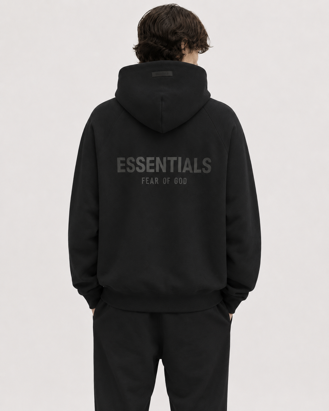 AMBERELLE 21FW Back Logo Fleece Hoodie in beige