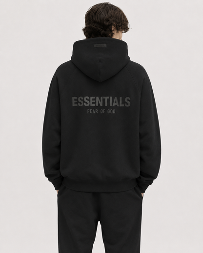 AMBERELLE 21FW Back Logo Fleece Hoodie in beige
