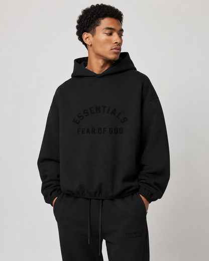 AMBERELLE 24FW Woven Hood Panel Fleece Hoodie in light heather grey