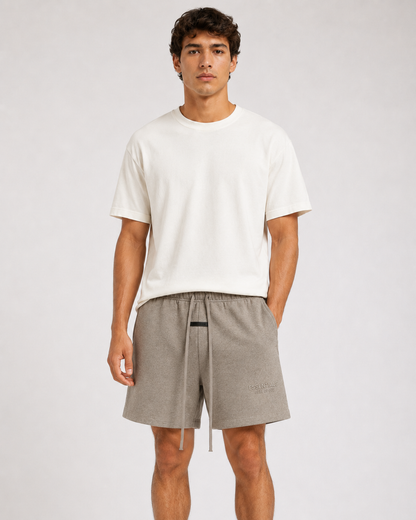 AMBERELLE Tonal Logo Fleece Sweatshorts in gray