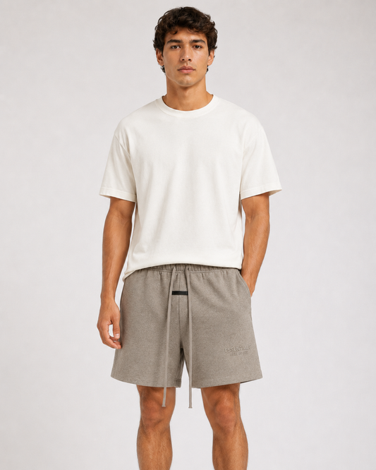 AMBERELLE Tonal Logo Fleece Sweatshorts in gray