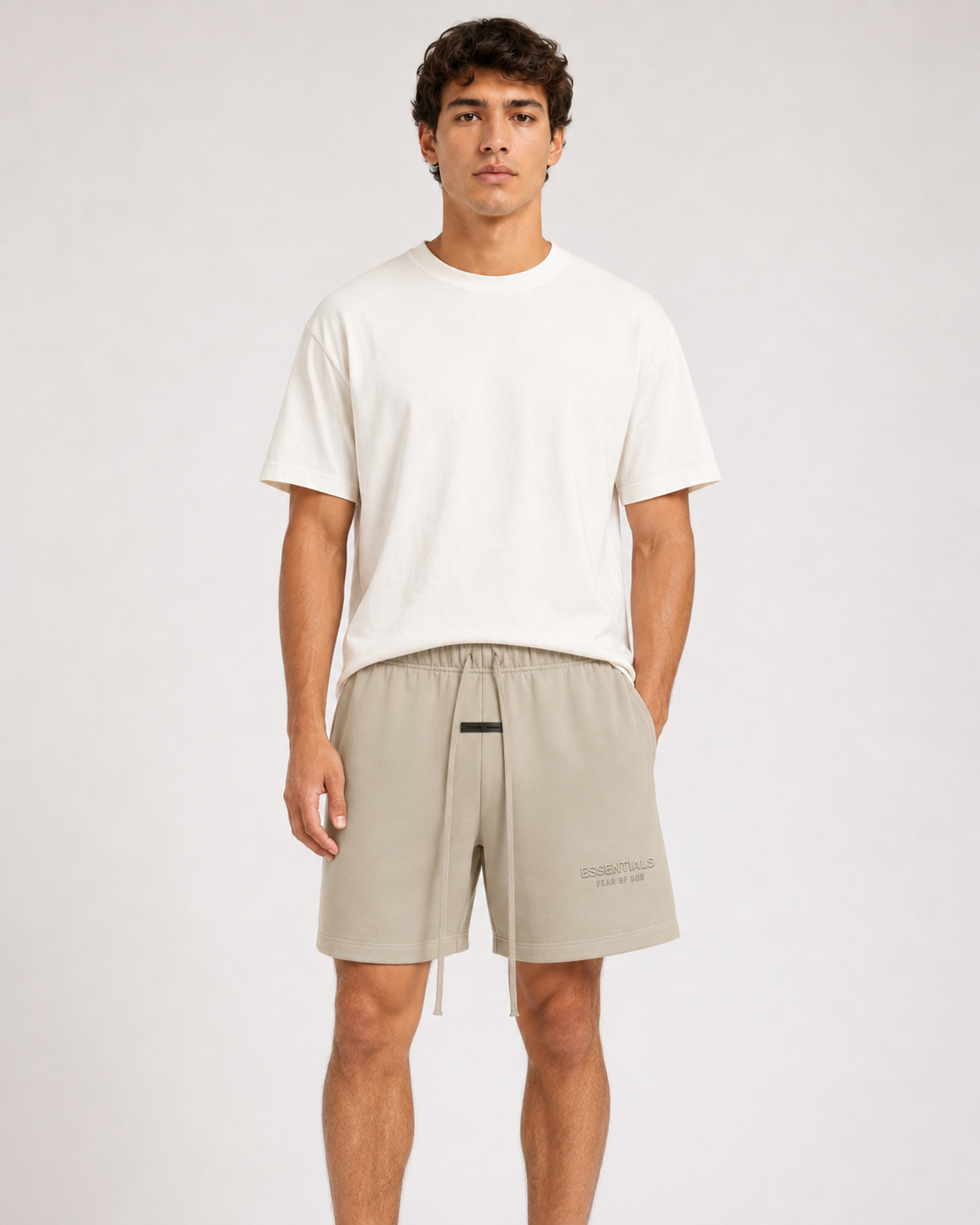 AMBERELLE Tonal Logo Fleece Sweatshorts in gray