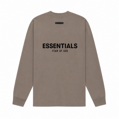 AMBERELLE Back Logo Long Sleeve Tee in dark taupe