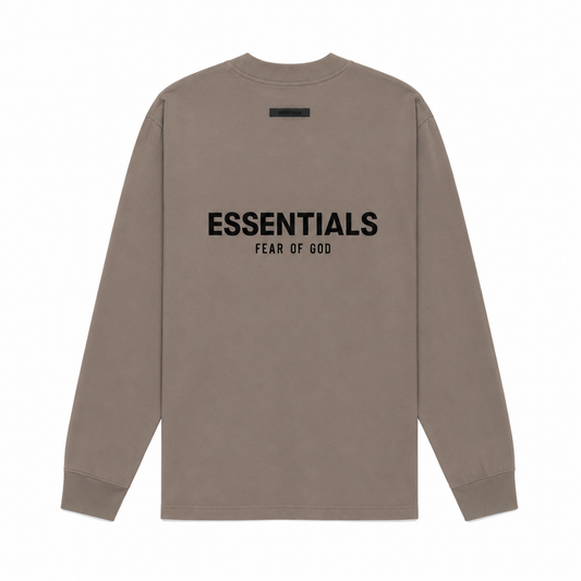 AMBERELLE Back Logo Long Sleeve Tee in dark taupe