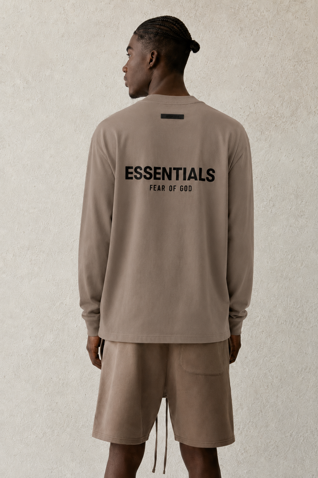 AMBERELLE Back Logo Long Sleeve Tee in dark taupe