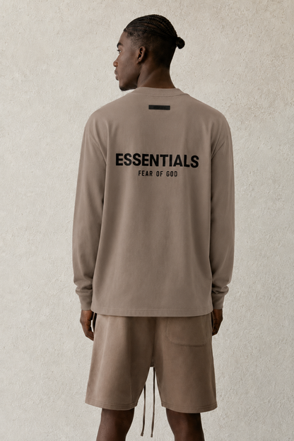 AMBERELLE Back Logo Long Sleeve Tee in dark taupe