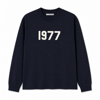 AMBERELLE 1977 Graphic Long Sleeve Tee in light heather grey
