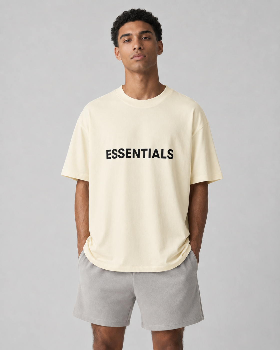 AMBERELLE Classic Logo Short Sleeve Tee in light heather grey