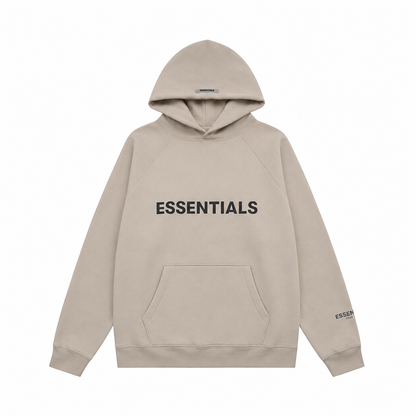 AMBERELLE 20FW Classic Logo Fleece Hoodie in beige