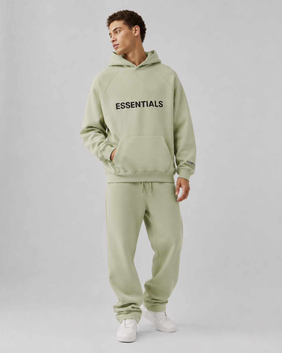 AMBERELLE 20FW Classic Logo Fleece Hoodie in light heather grey
