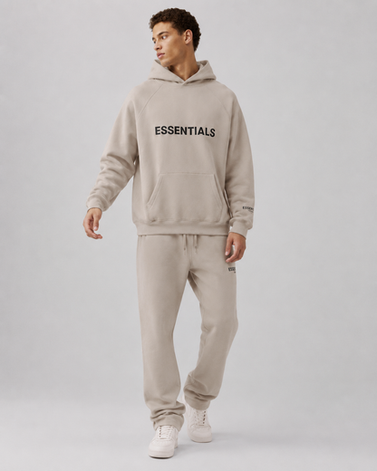 AMBERELLE 20FW Classic Logo Fleece Hoodie in cream