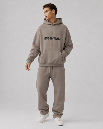 AMBERELLE 20FW Classic Logo Fleece Hoodie in cream