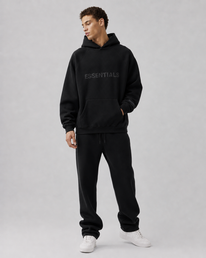 AMBERELLE 20FW Classic Logo Fleece Hoodie in cream