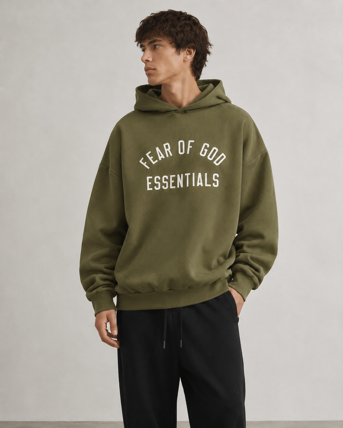 AMBERELLE Back to School Arc Letter Fleece Hoodie in green