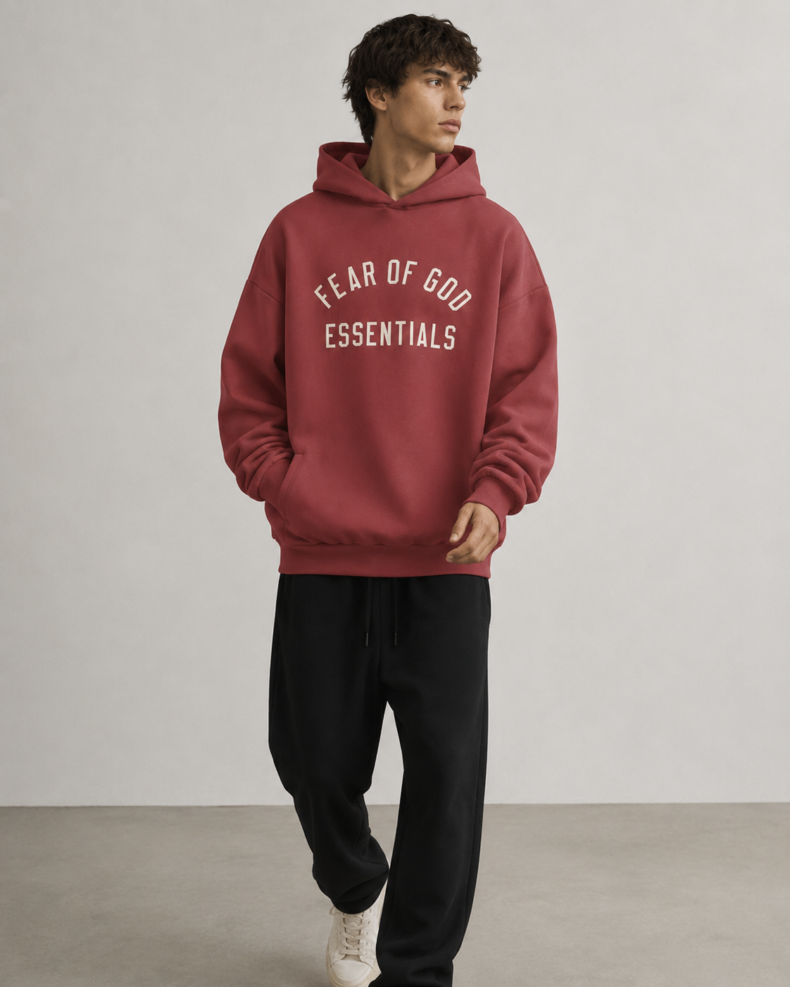 AMBERELLE Back to School Arc Letter Fleece Hoodie in cream