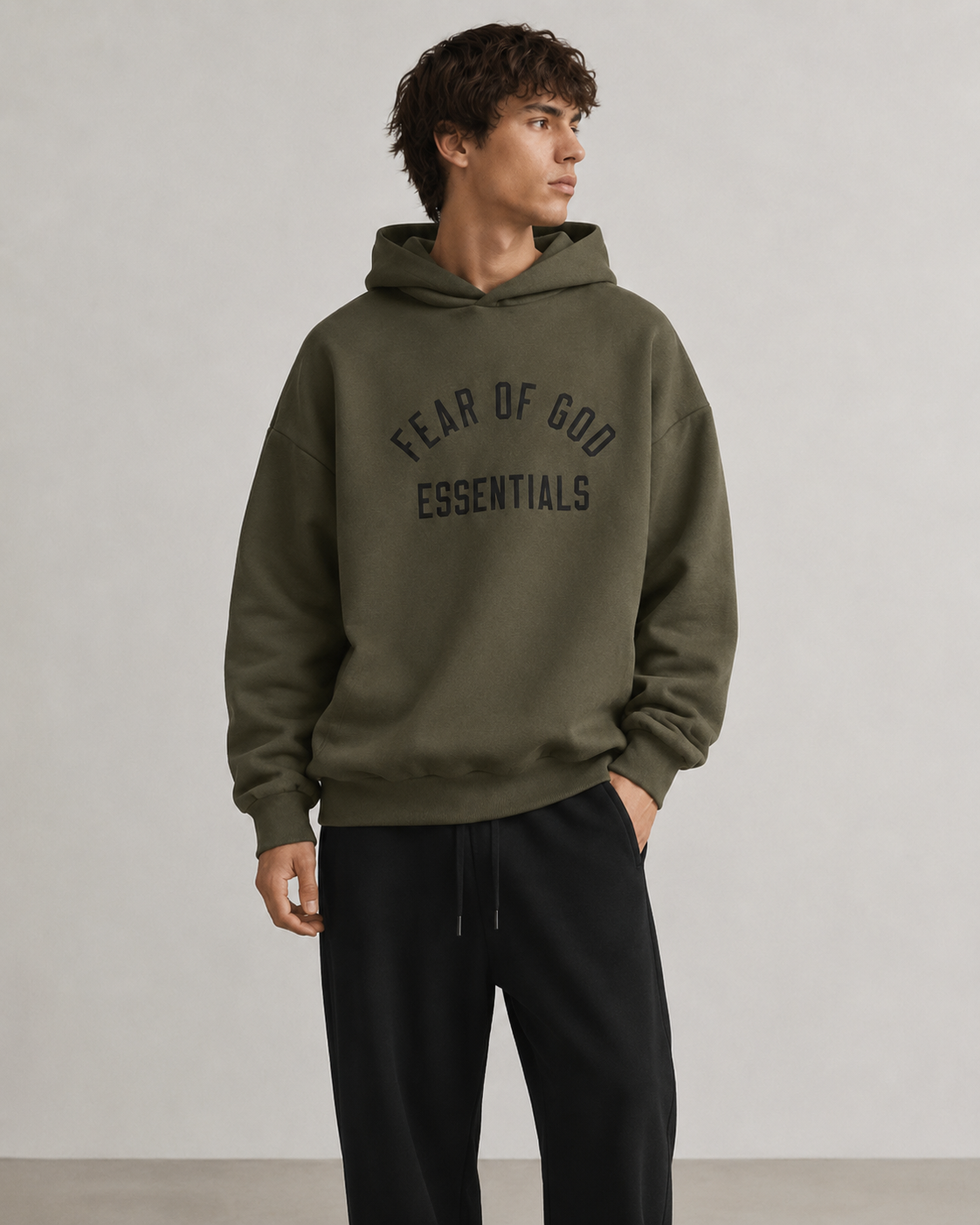 AMBERELLE Back to School Arc Letter Fleece Hoodie in light heather grey