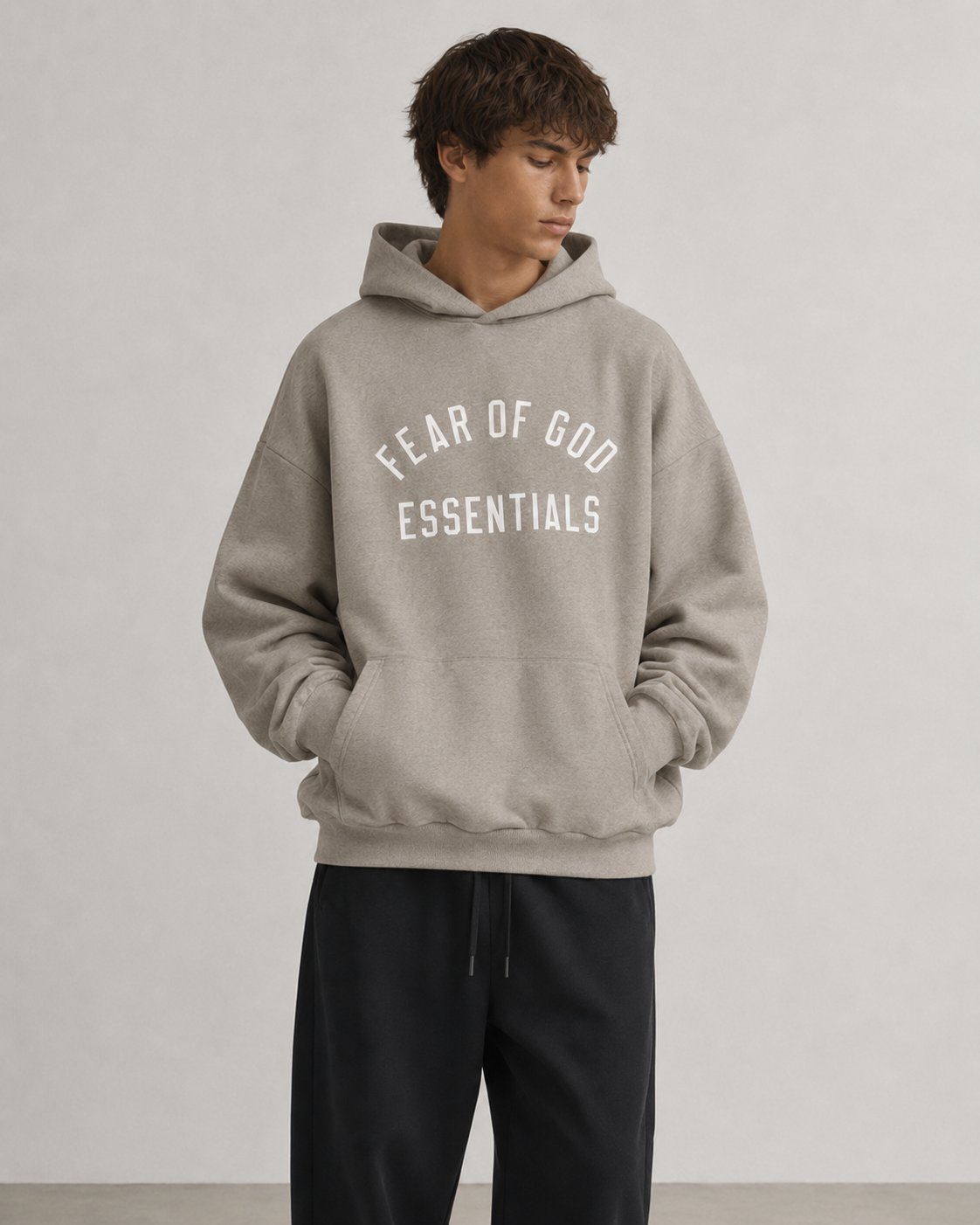 AMBERELLE Back to School Arc Letter Fleece Hoodie in cream