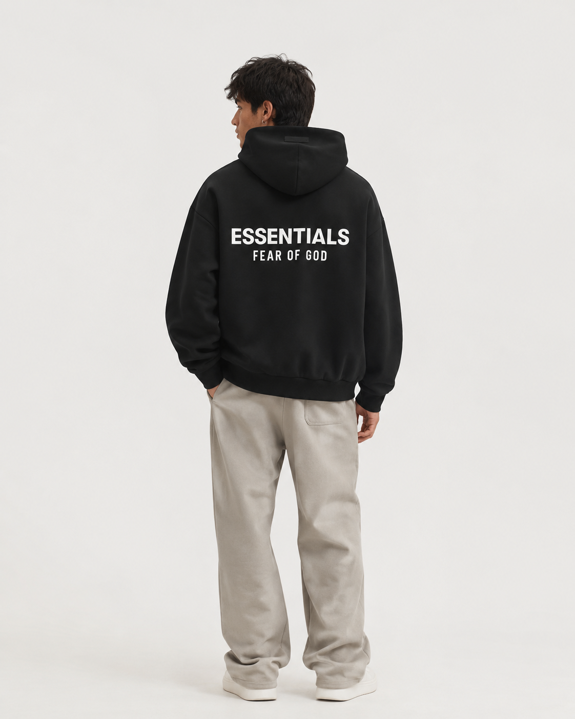 AMBERELLE Holiday Back Logo Fleece Hoodie in light heather grey