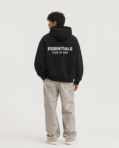 AMBERELLE Holiday Back Logo Fleece Hoodie in light heather grey