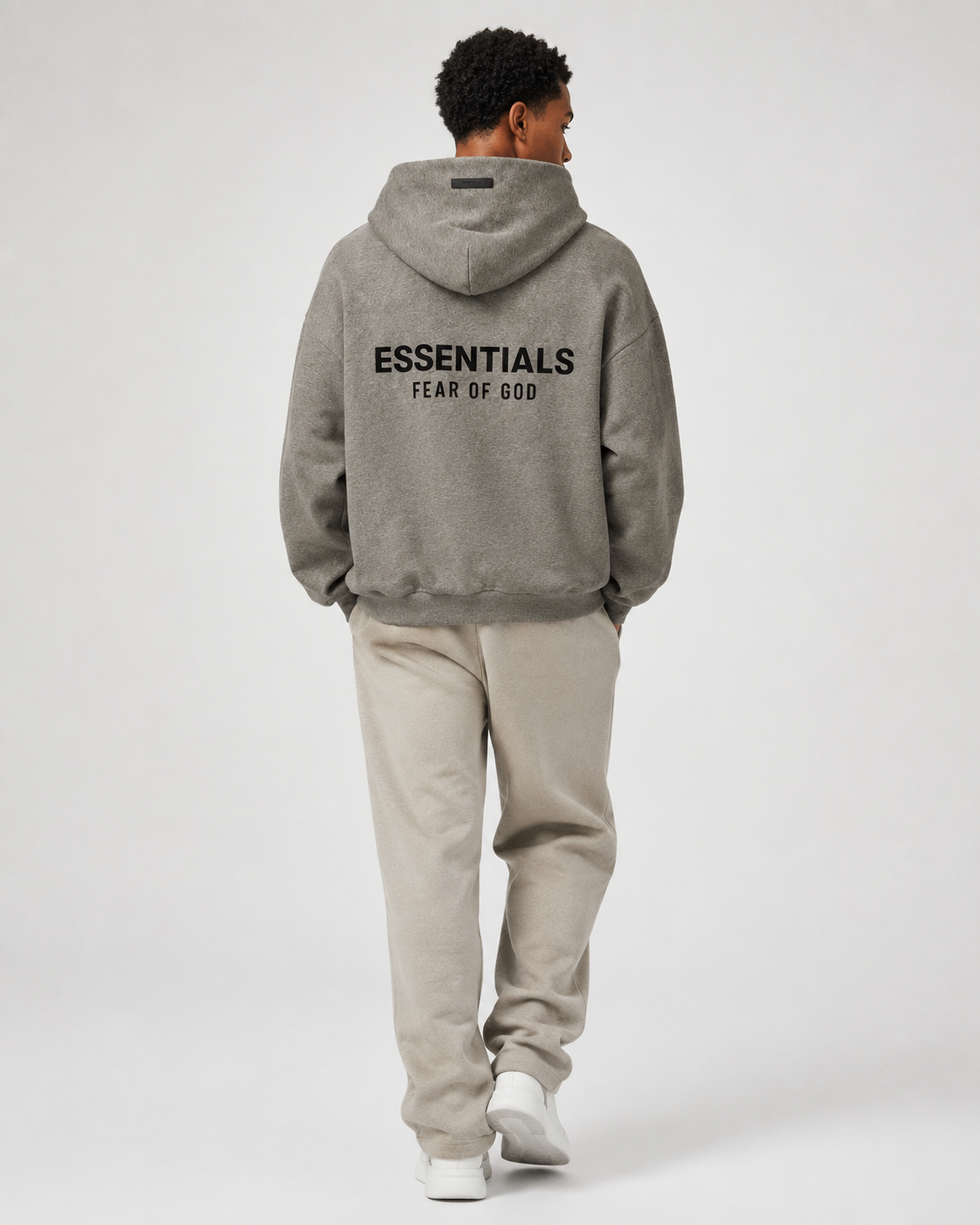 AMBERELLE Holiday Back Logo Fleece Hoodie in light heather grey