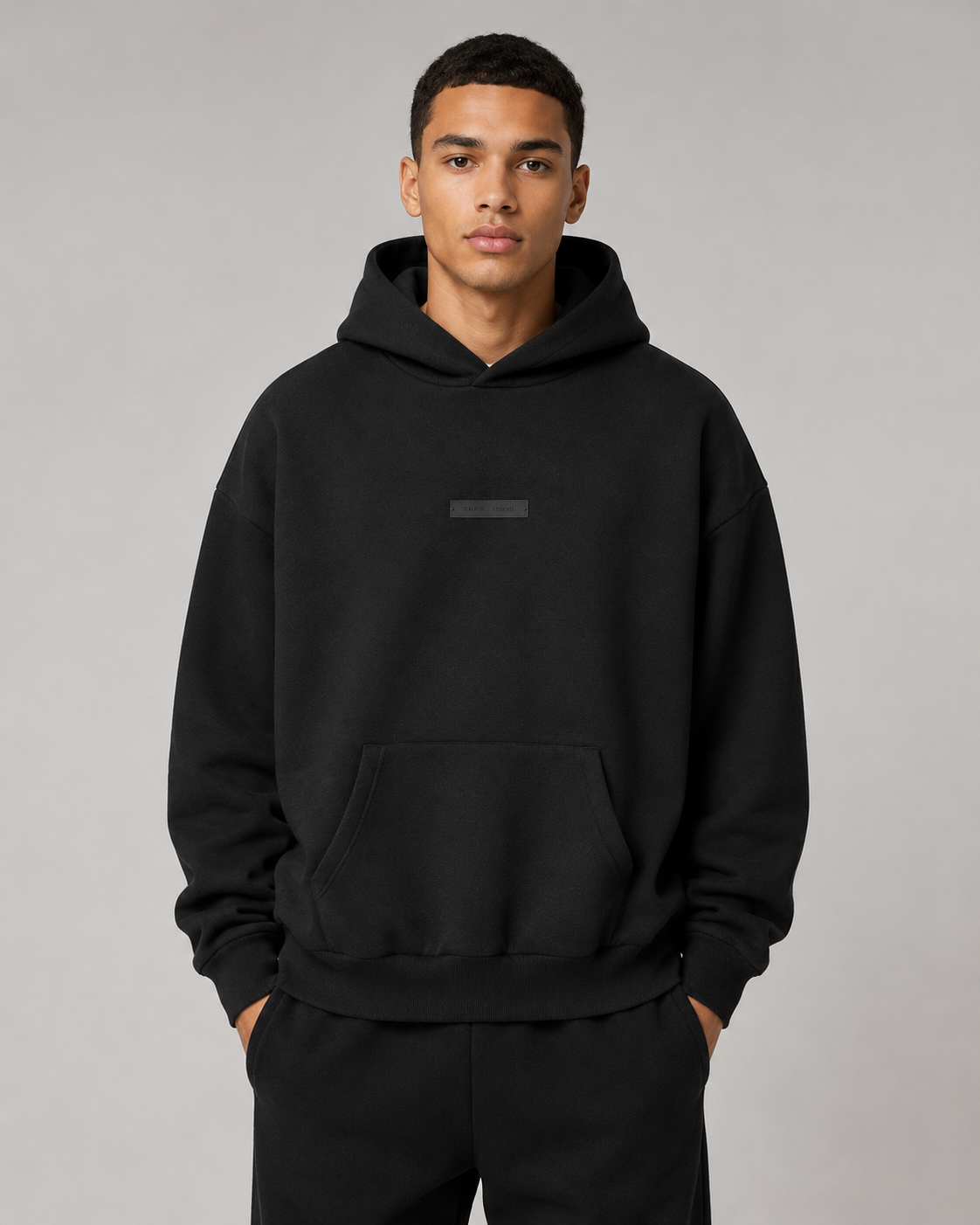 AMBERELLE SS25 Metallic Patch Back Logo Hoodie in gray