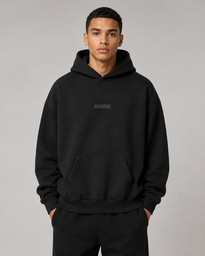 AMBERELLE SS25 Metallic Patch Back Logo Hoodie in gray