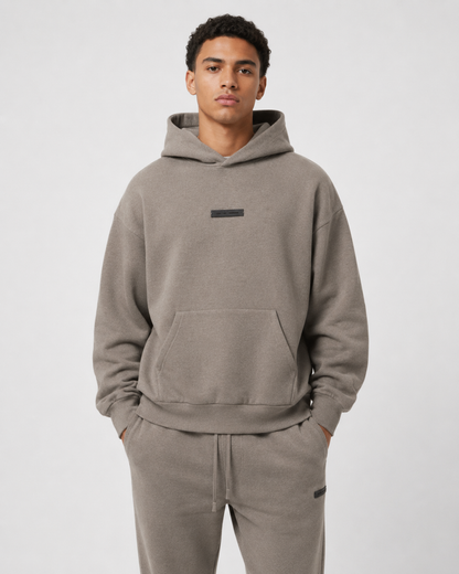 AMBERELLE SS25 Metallic Patch Back Logo Hoodie in gray