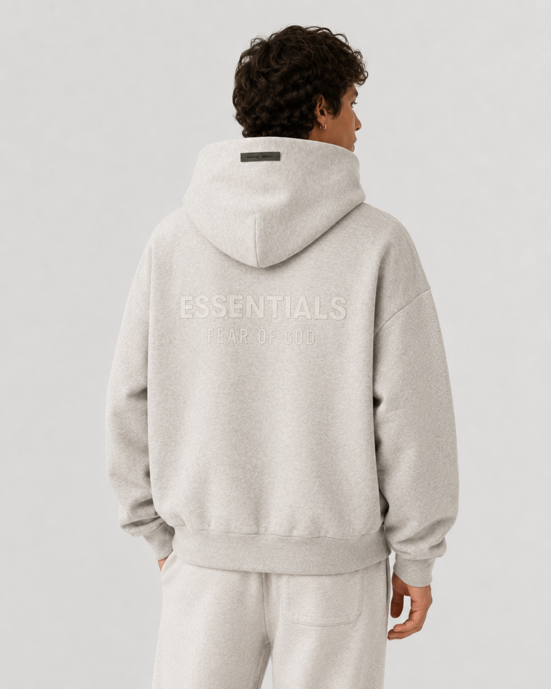 AMBERELLE SS25 Metallic Patch Back Logo Hoodie in cream