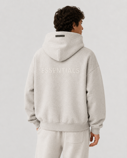 AMBERELLE SS25 Metallic Patch Back Logo Hoodie in cream