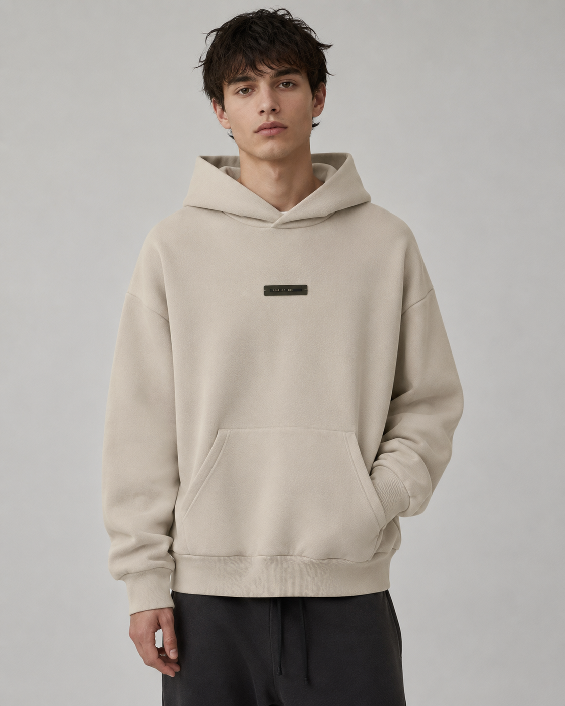 AMBERELLE SS25 Metallic Patch Back Logo Hoodie in black