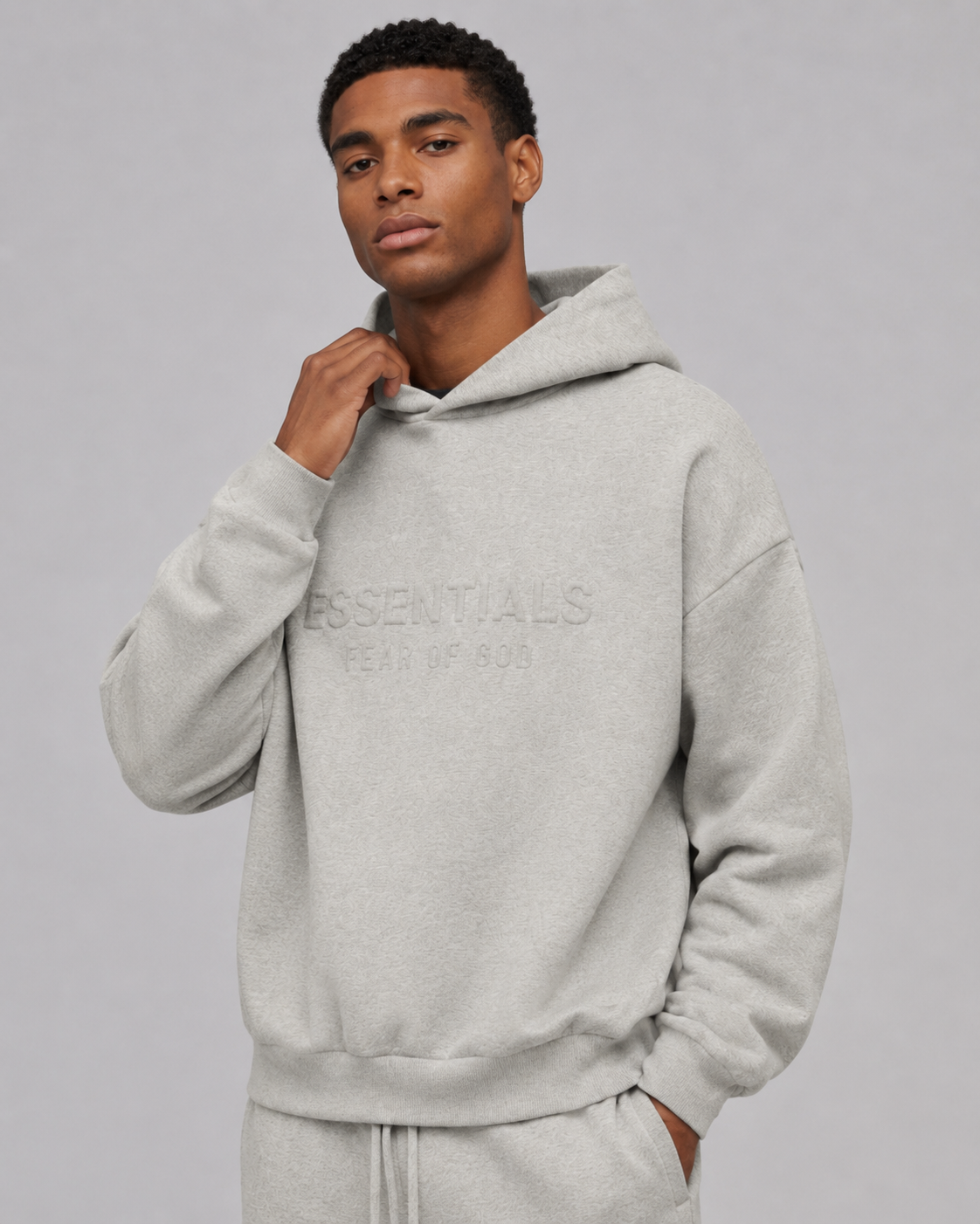 AMBERELLE Embossed Classic Fleece Hoodie in black