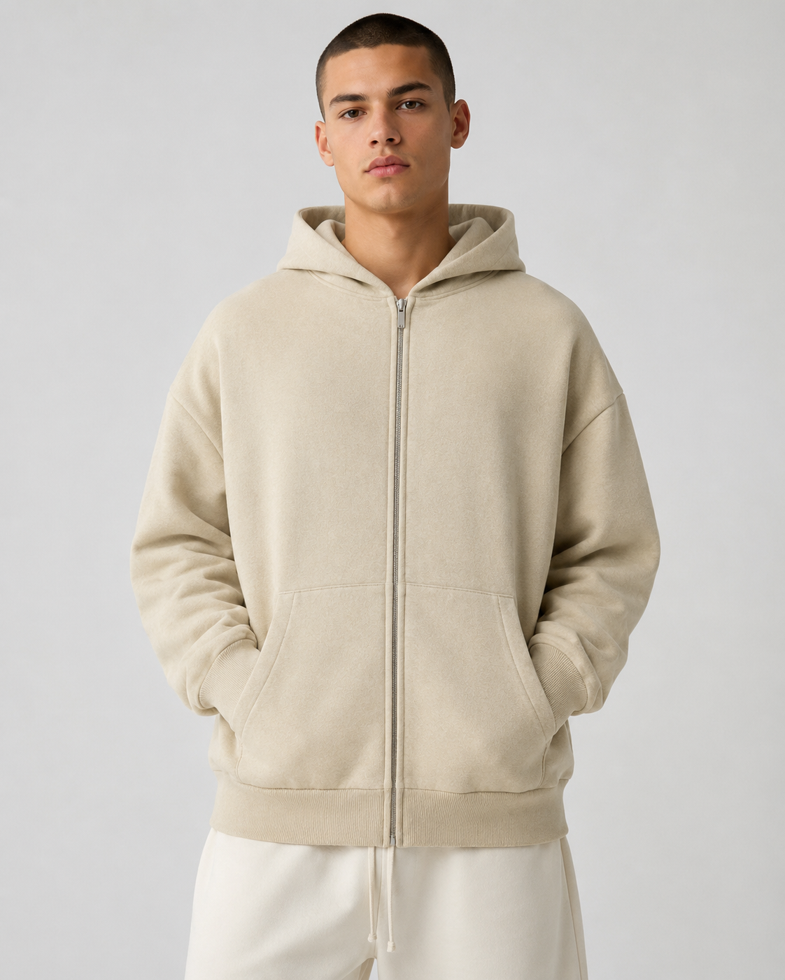 AMBERELLE SS25 Classic Full Zip Hoodie in gray