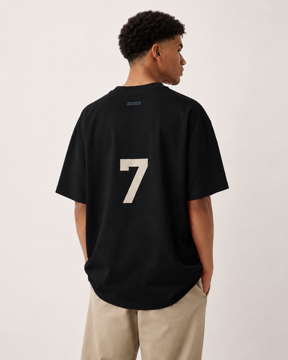 AMBERELLE Number 7 Graphic Short Sleeve Tee in black