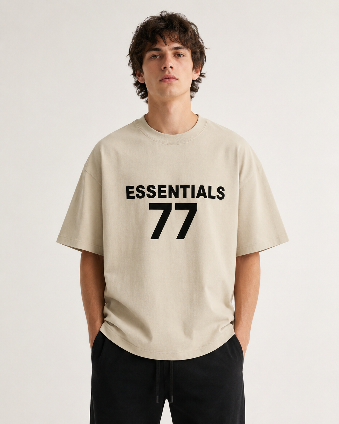 AMBERELLE 77 Graphic Short Sleeve Tee in beige
