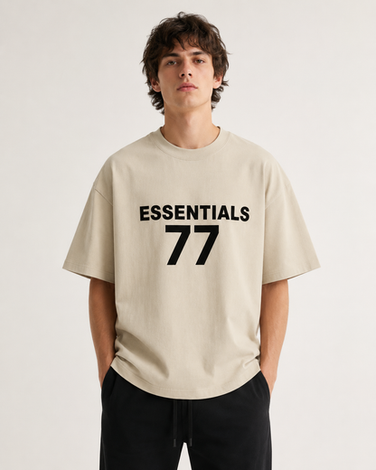 AMBERELLE 77 Graphic Short Sleeve Tee in beige