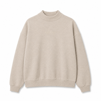 AMBERELLE Mock Neck Logo Sweatshirt in beige