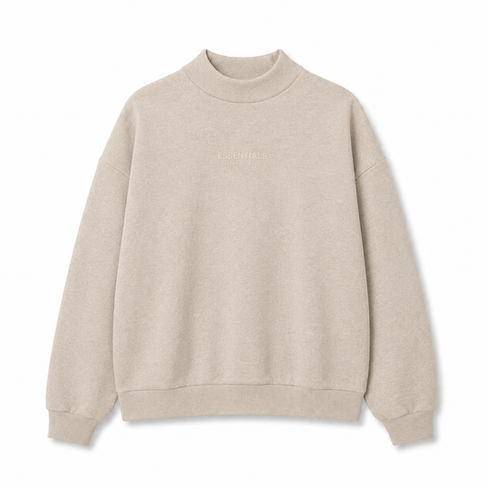 AMBERELLE Mock Neck Logo Sweatshirt in beige