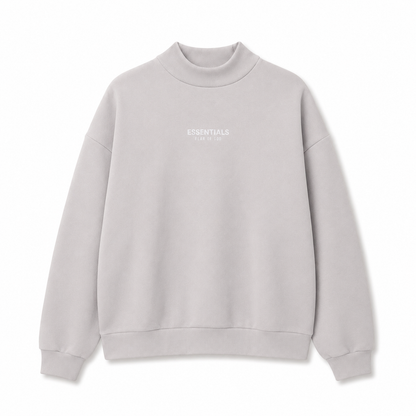 AMBERELLE Mock Neck Logo Sweatshirt in light heather grey