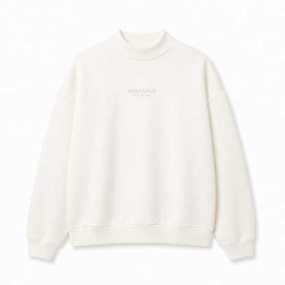 AMBERELLE Mock Neck Logo Sweatshirt in beige