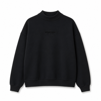 AMBERELLE Mock Neck Logo Sweatshirt in light heather grey