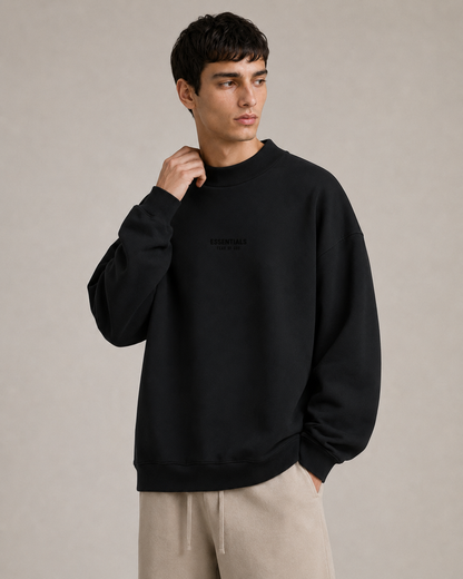 AMBERELLE Mock Neck Logo Sweatshirt in light heather grey
