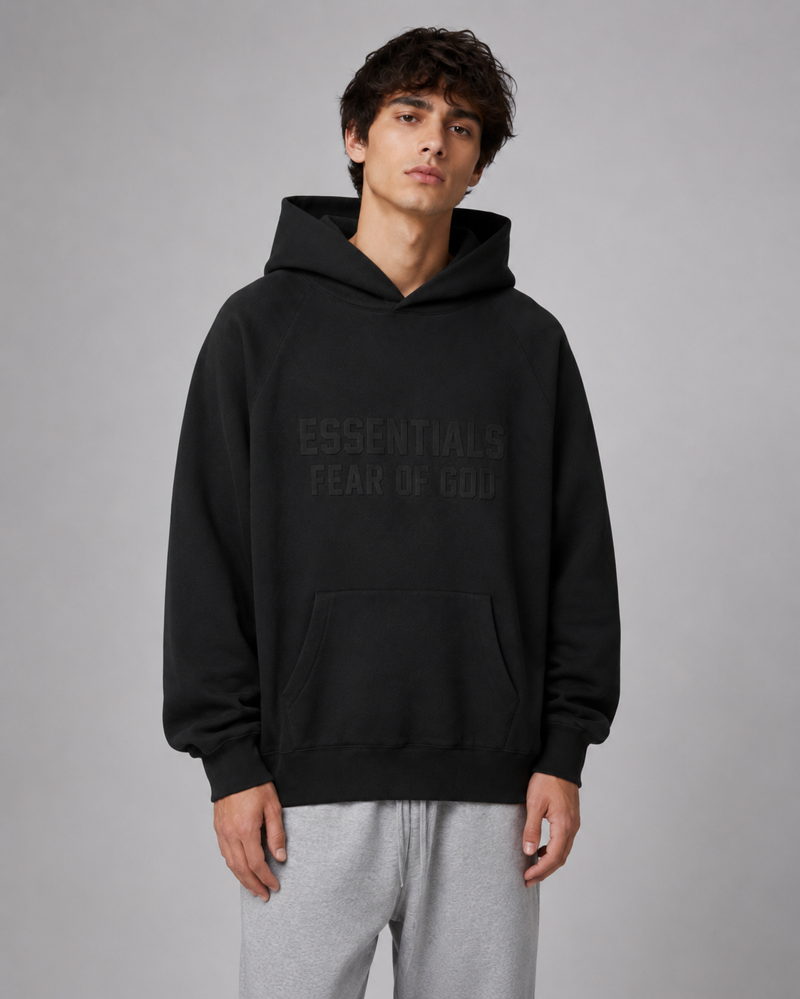 AMBERELLE Season 9 Tonal Logo Fleece Hoodie in gray